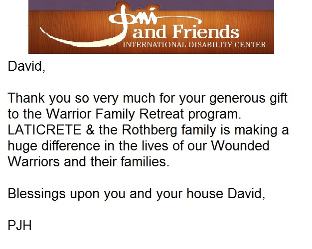 Joni and Friends Donation